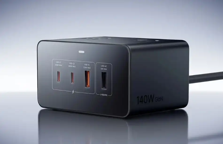 Xiaomi ra mắt trạm sạc để bàn 140W: 2 cổng USB-C, 2 cổng A, 4 cổng AC, sạc nhanh PD 3.1